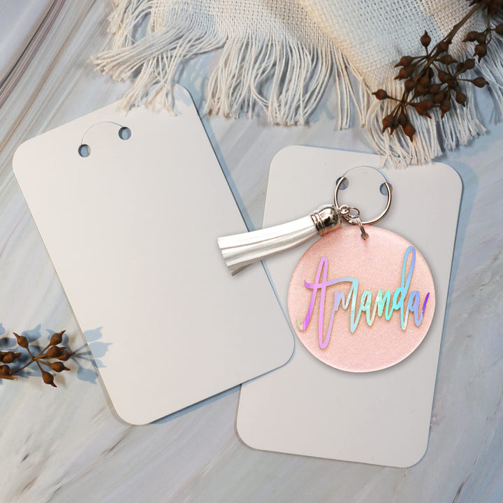100 Pcs Keychain Display Cards with Self-Sealing Bags, 3&#39;&#39; x 4.7&#39;&#39; Keychain Cards Holder for Display Keyring Cards Jewelry Packaging Supplies (White)
