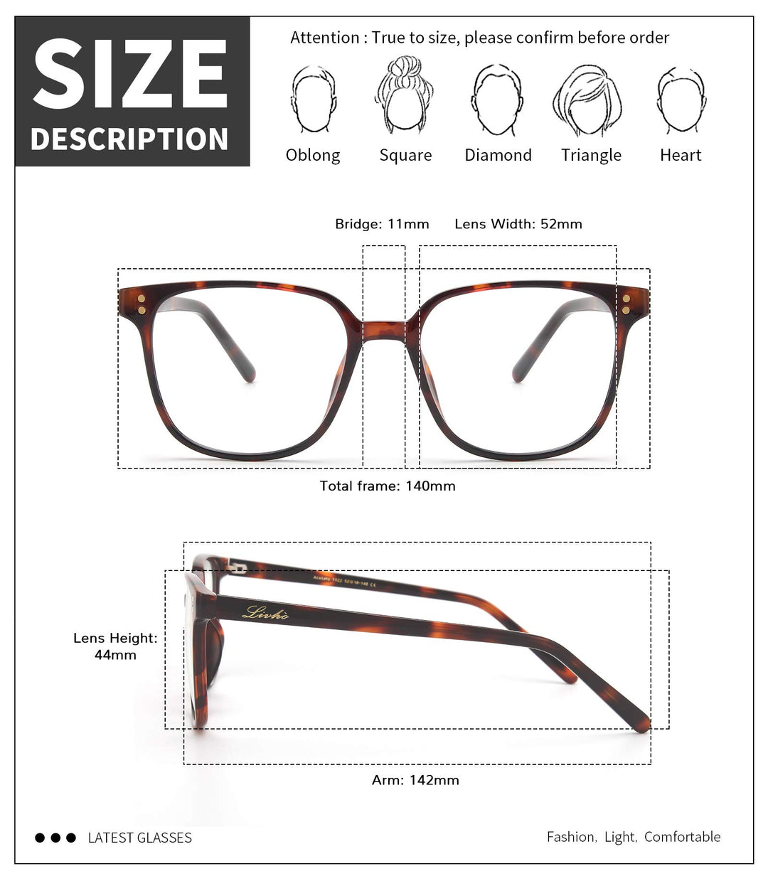 livho Blue Light Blocking Glasses Women Men, Fashion Fake Eyeglasses Frames, Blue Lense for Computer Gaming Eye Strain