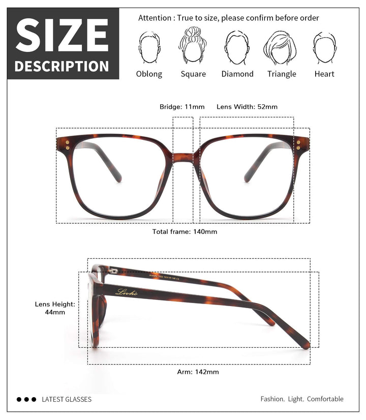 livho Blue Light Blocking Glasses Women Men, Fashion Fake Eyeglasses Frames, Blue Lense for Computer Gaming Eye Strain