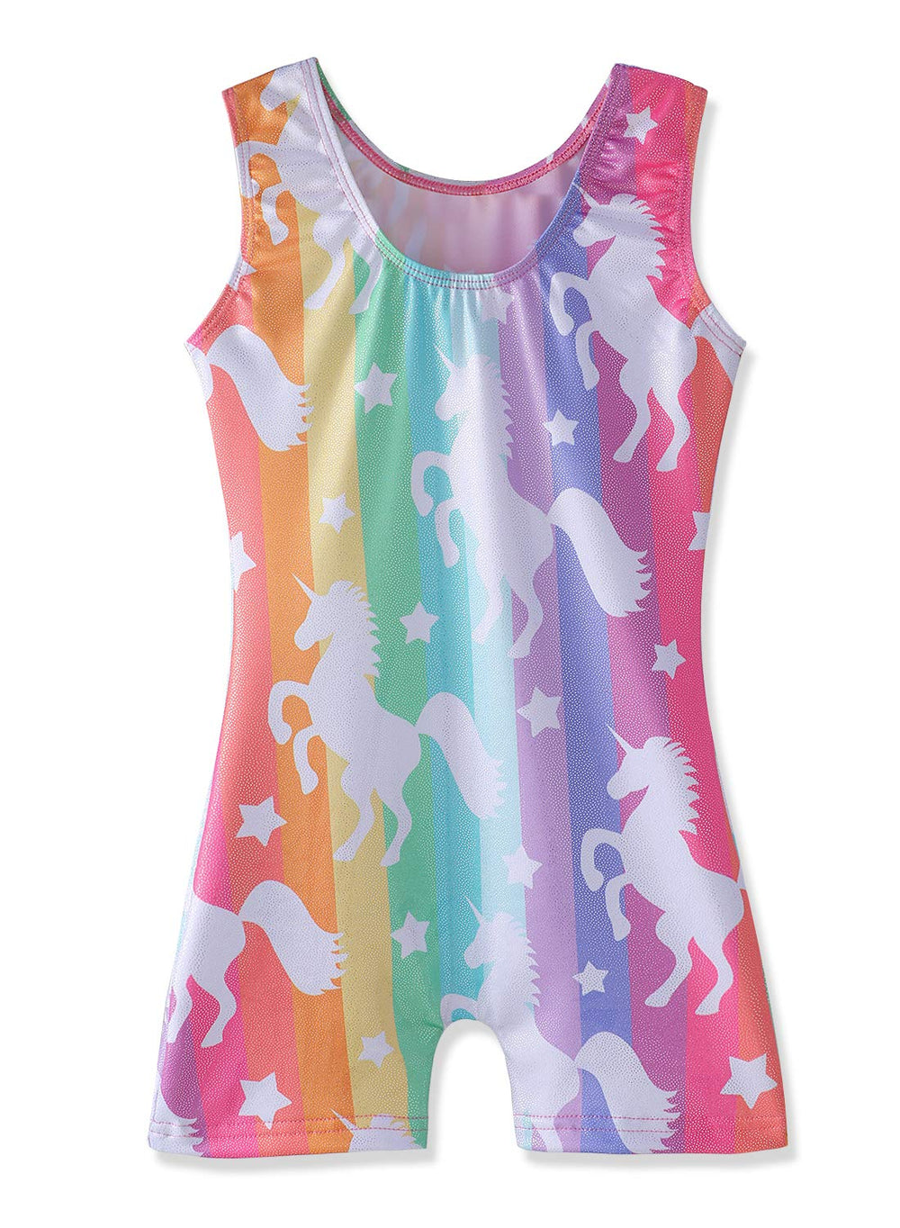 Unicorn Leotards for Girls Gymnastics Size 7-8 Years Old Rainbow Stripe Biketard Tumbling Outfits for Kids