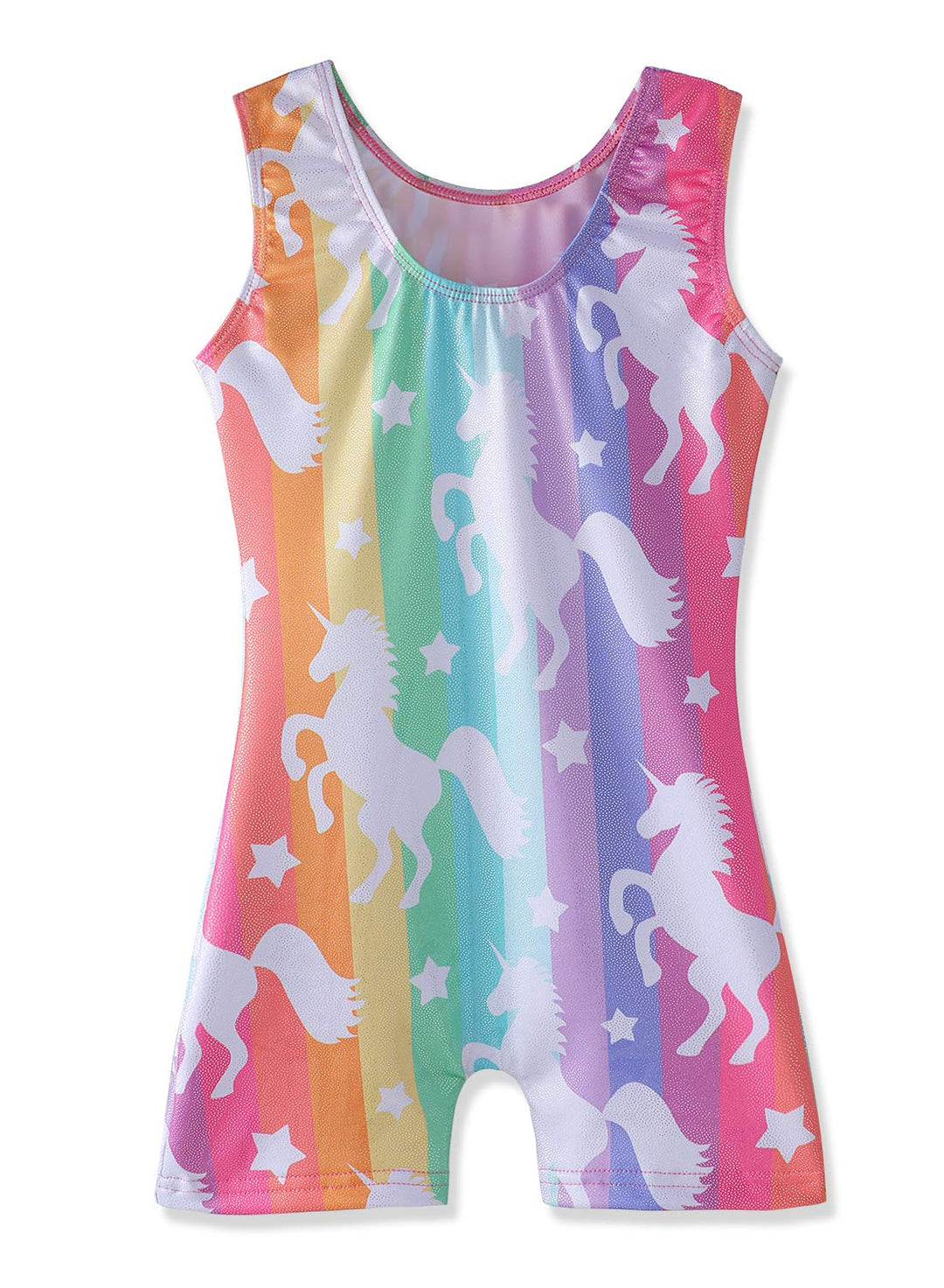 Unicorn Leotards for Girls Gymnastics Size 7-8 Years Old Rainbow Stripe Biketard Tumbling Outfits for Kids