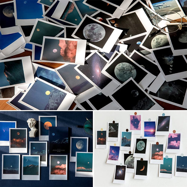 Landscape Nature Stickers Set (120 Pieces), Aesthetic Mountain Forest Sky Cloud Galaxy Space Moon Phase Sunset Natural Scenery Collage Pictures for Art Journaling Scrapbooking Junk Journal Supplies