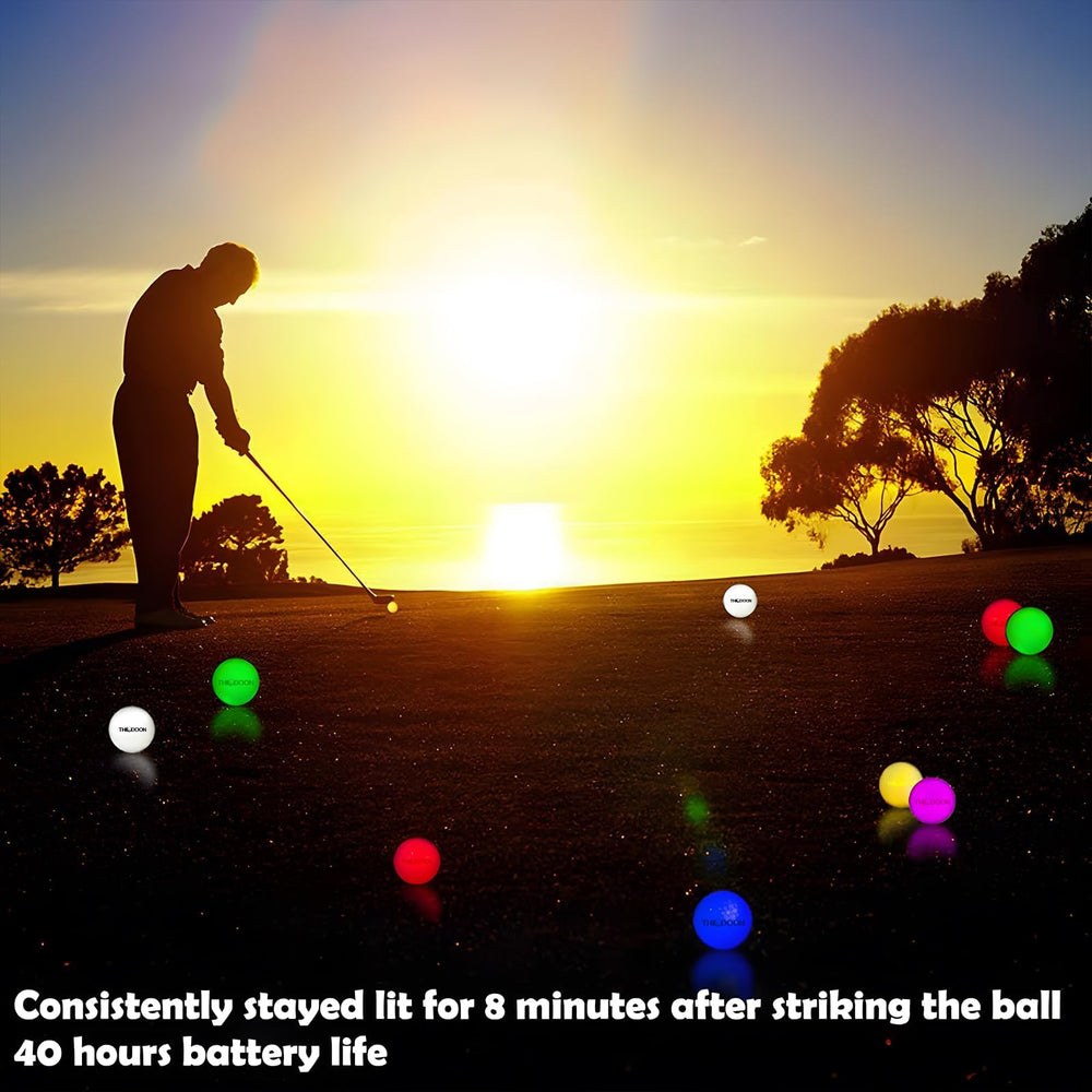 Glow in The Dark Golf Ball Upgarded Timer Resettable for Night Sports Super Bright LED Glowing Golf Balls Long Lasting Light up Golf Ball (6 Pack)
