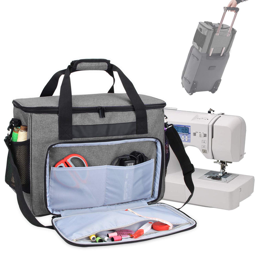 Sewing Machine Case, Carrying Tote Bag Storage Organizer Compatible with Brother, Singer Sewing Machines and Accessories, Purple