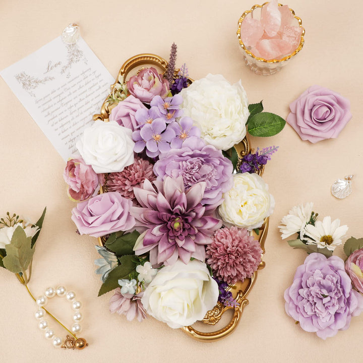 COCOBOO Artificial Purple Flowers Combo for DIY Wedding