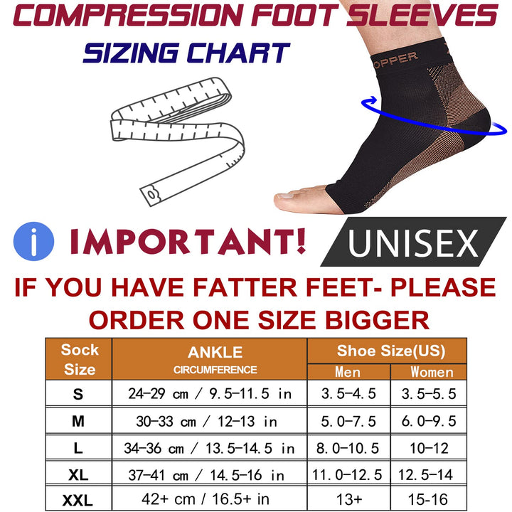 Thx4 Copper Compression Recovery Foot Sleeves for Men &