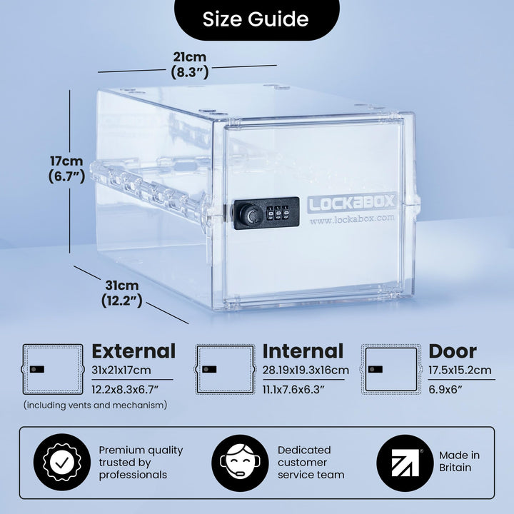 One™ | Premium Lock Box | 10 Litre Combination Lock Box For Food, Medicine &amp; Home Safety | External Size 12 x 8 x 6.6 inches (Crystal)