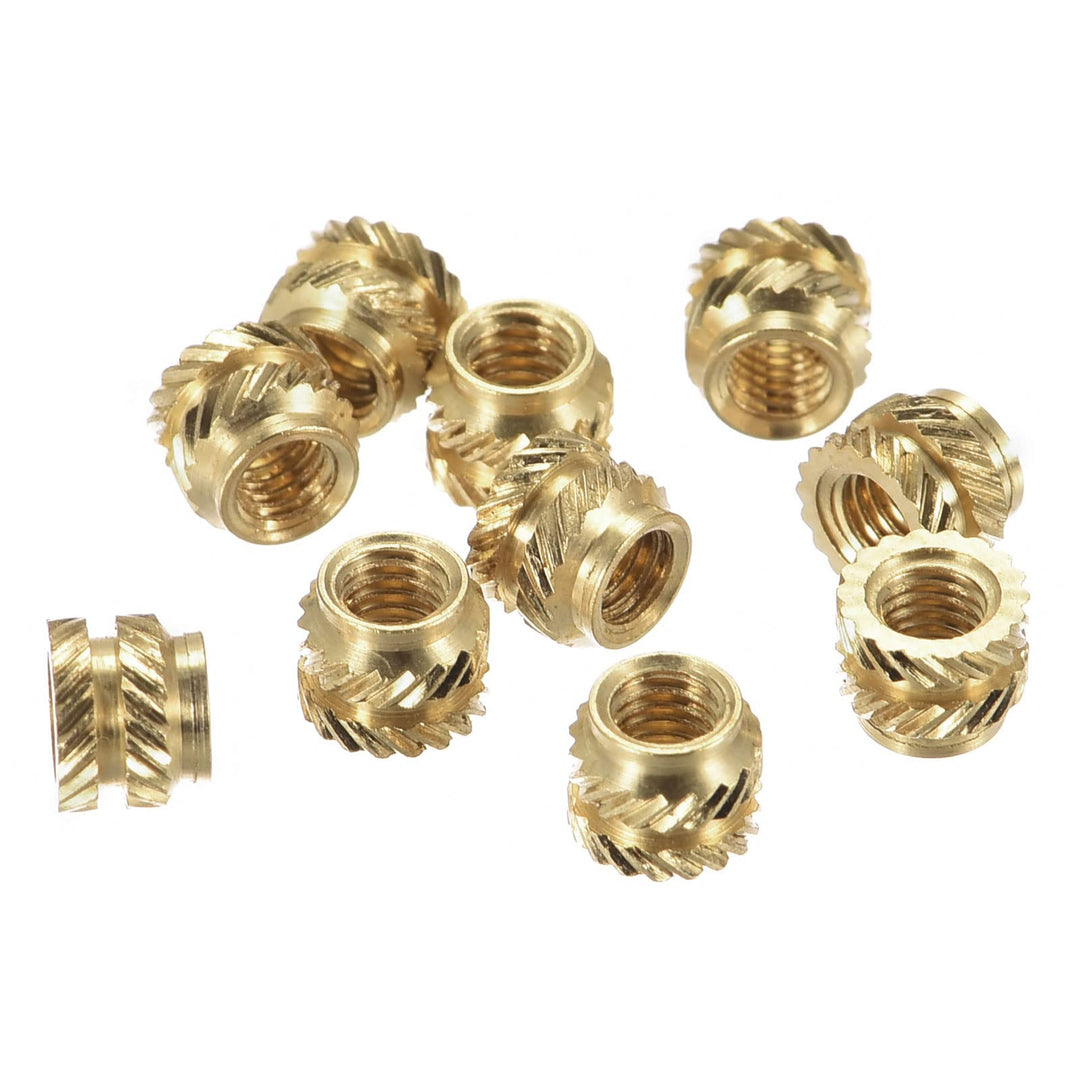 knurled Insert Nuts, 60Pcs M3 x 4mm L x 5mm OD 3D Printing Brass Nuts Female Threaded Inserts Brass Heat Set Insert Embedment Nut