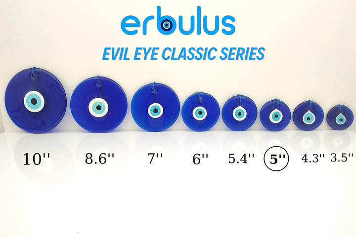 5 Glass Blue Evil Eye Wall Hanging Ornament - Evil Eye Decor - Turkish Handmade Nazar Amulet - Home Protection Charm - Evil Eye Wall Decor Amulet in a Box