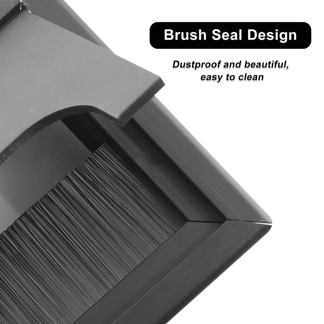 2Pcs Square Brush Desk Cord Grommet 3 Inch 80mm x 80mm Dust-Proof Metal Desk Cable Hole Cover for Computer Desk, Office Desk, Black