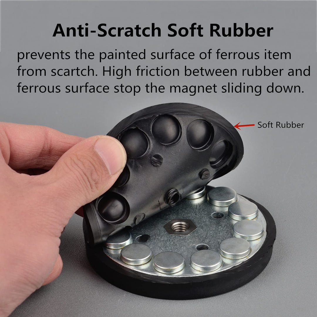 MUTUACTOR 2Pack 105lb Anti-Scratch Neodymium Rubber Coated Magnet for Off-Road Vehicle Lighting,Strong Magnetic Base with M8 Male Thread for Led Working/Signal Lights,Antenna