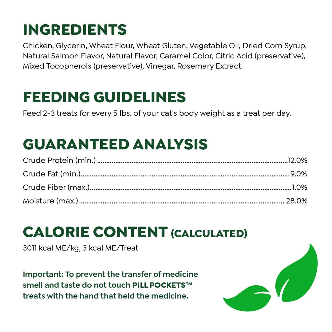 FELINE GREENIES PILL POCKETS Cat Treats, Salmon, 45 Treats, 1.6 oz. With Natural Ingredients Plus Vitamins, Minerals, And Other Nutrients