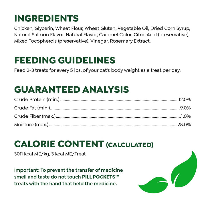 FELINE GREENIES PILL POCKETS Cat Treats, Salmon, 45 Treats, 1.6 oz. With Natural Ingredients Plus Vitamins, Minerals, And Other Nutrients