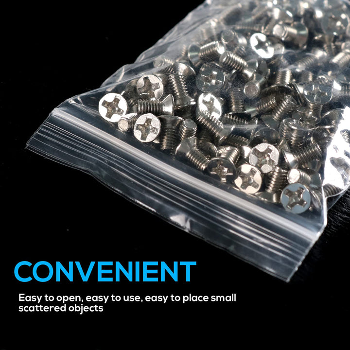 200pcs (100pcs 2 x 3 + 100pcs 3 x 4) Small Clear Plastic Poly Self Sealing Bags, Mini Resealable Bags Pockets, Reclosable Locking Baggies for Storage Jewelry, Snacks, Candy, Beads, Screws