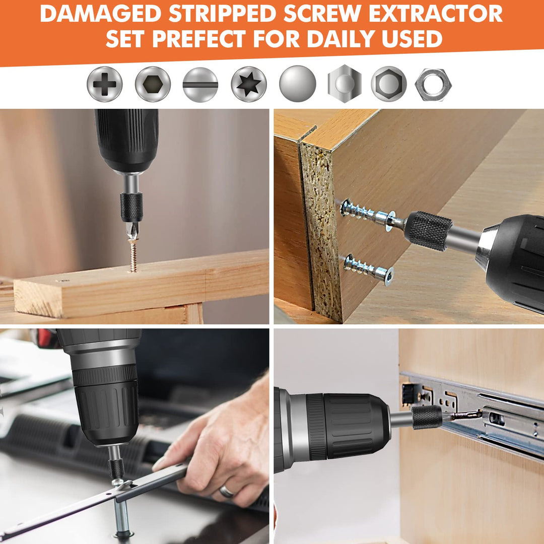 33pcs Damaged Screw Extractor Set, Stripped Screws Remover with Magnetic Extension Bit Holder &amp; Socket Adapter, 33-in-1 All-Purpose Broken Bolt Easy Out Extractors, Portable Maintain Tools for Bolts