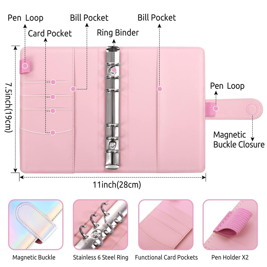 Budget Binder, Money Saving Binder with Zipper Envelopes, Cash Envelopes and Expense Budget Sheets for Budgeting