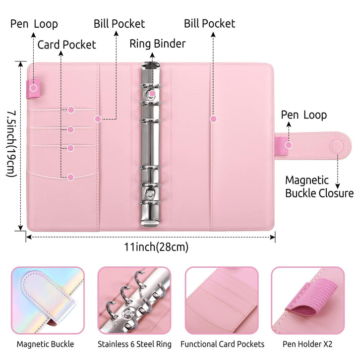 Budget Binder, Money Saving Binder with Zipper Envelopes, Cash Envelopes and Expense Budget Sheets for Budgeting