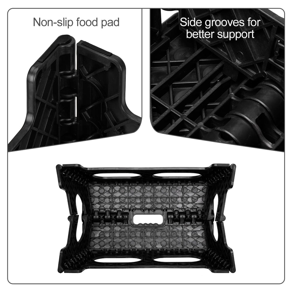 Folding Step Stool,15-Inch Extra Wide 9Inch Height Heavy Duty Stepping Stool More Safe and Comfortable Non Slip Foldable Step Stool for Kids and Adults Black