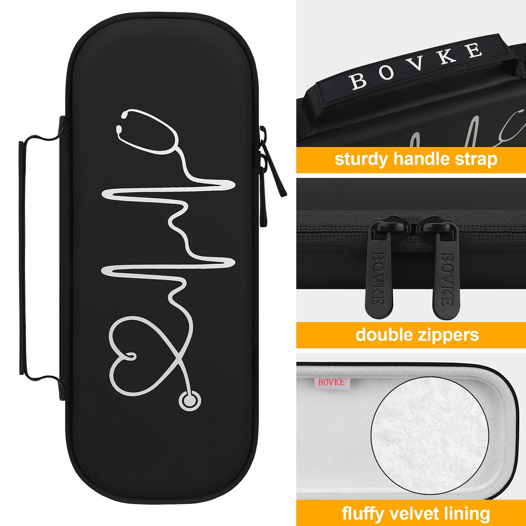 Stethoscope Case, Lightweight Slim Stethoscope Holder Compatible with 3M Littmann Classic III, Lightweight II S.E, Littmann Cardiology IV, MDF Acoustica Deluxe Stethoscopes, Black
