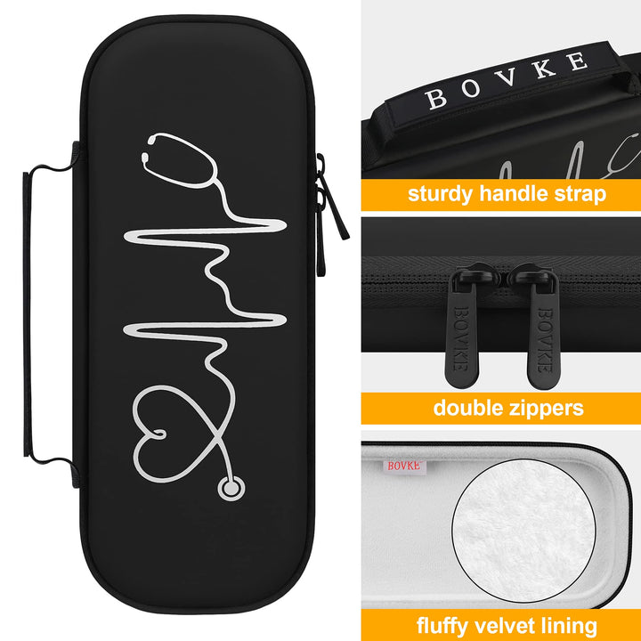 Stethoscope Case, Lightweight Slim Stethoscope Holder Compatible with 3M Littmann Classic III, Lightweight II S.E, Littmann Cardiology IV, MDF Acoustica Deluxe Stethoscopes, Black