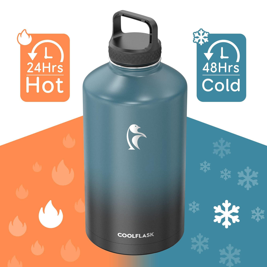 Coolflask 128 oz Gallon Water Bottle Insulated with Str