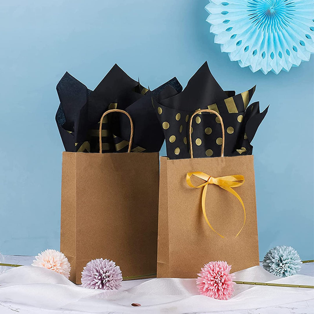 105 Sheets Gold Black Tissue Paper Bulk, Metallic Gift 