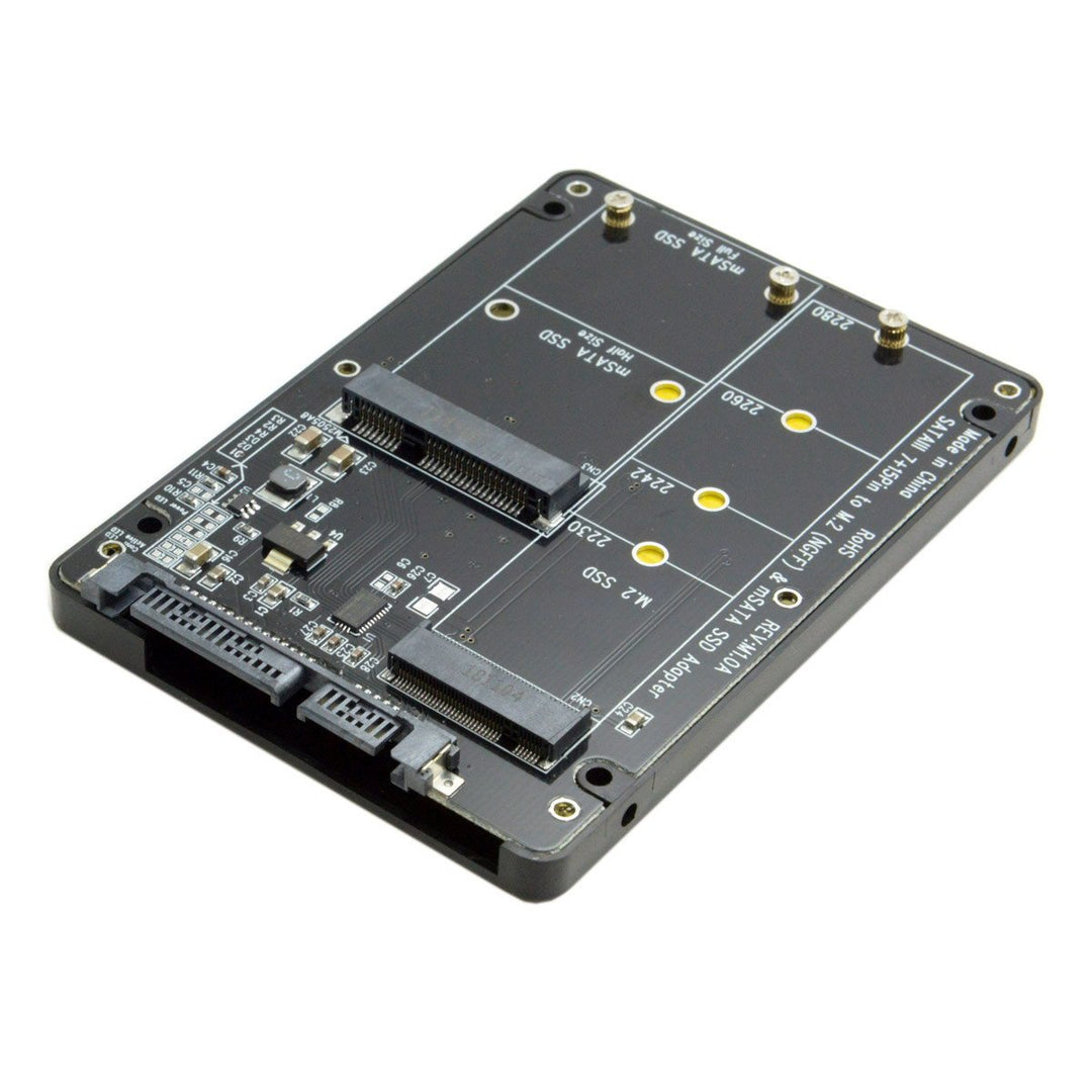 CableCC 2 in 1 Combo M.2 NGFF B-key &amp; mSATA SSD to SATA 3.0 Adapter Converter Case Enclosure