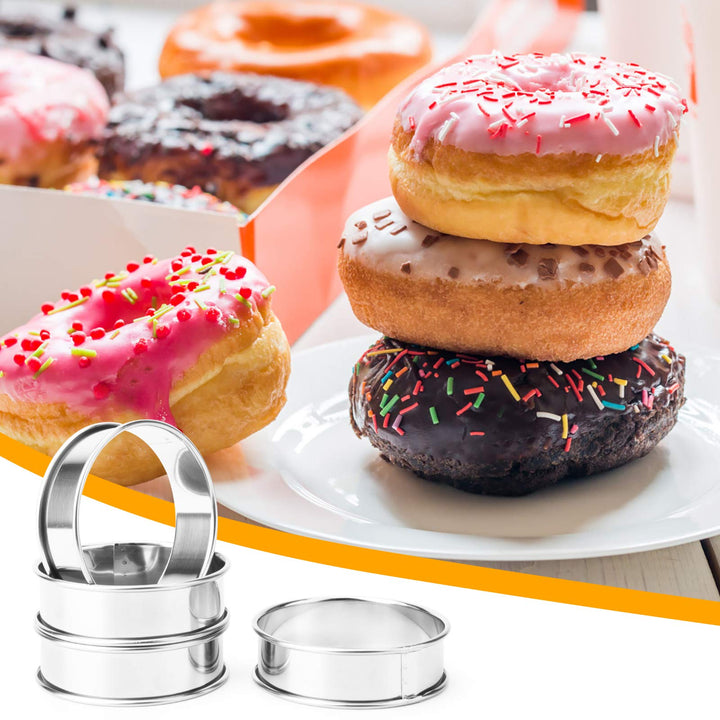 6 Pcs Double Rolled Crumpet Rings, Stainless Steel English Muffin Rings, Rust Resistant Tart Rings Tart Rounds for Home Baking, Round 3.15inch