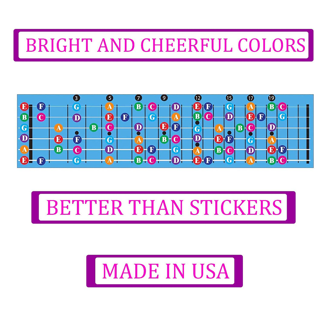 Color Coded Guitar Fretboard Note Chart, Learn to Play Guitar and Music Theory, Suitable for all