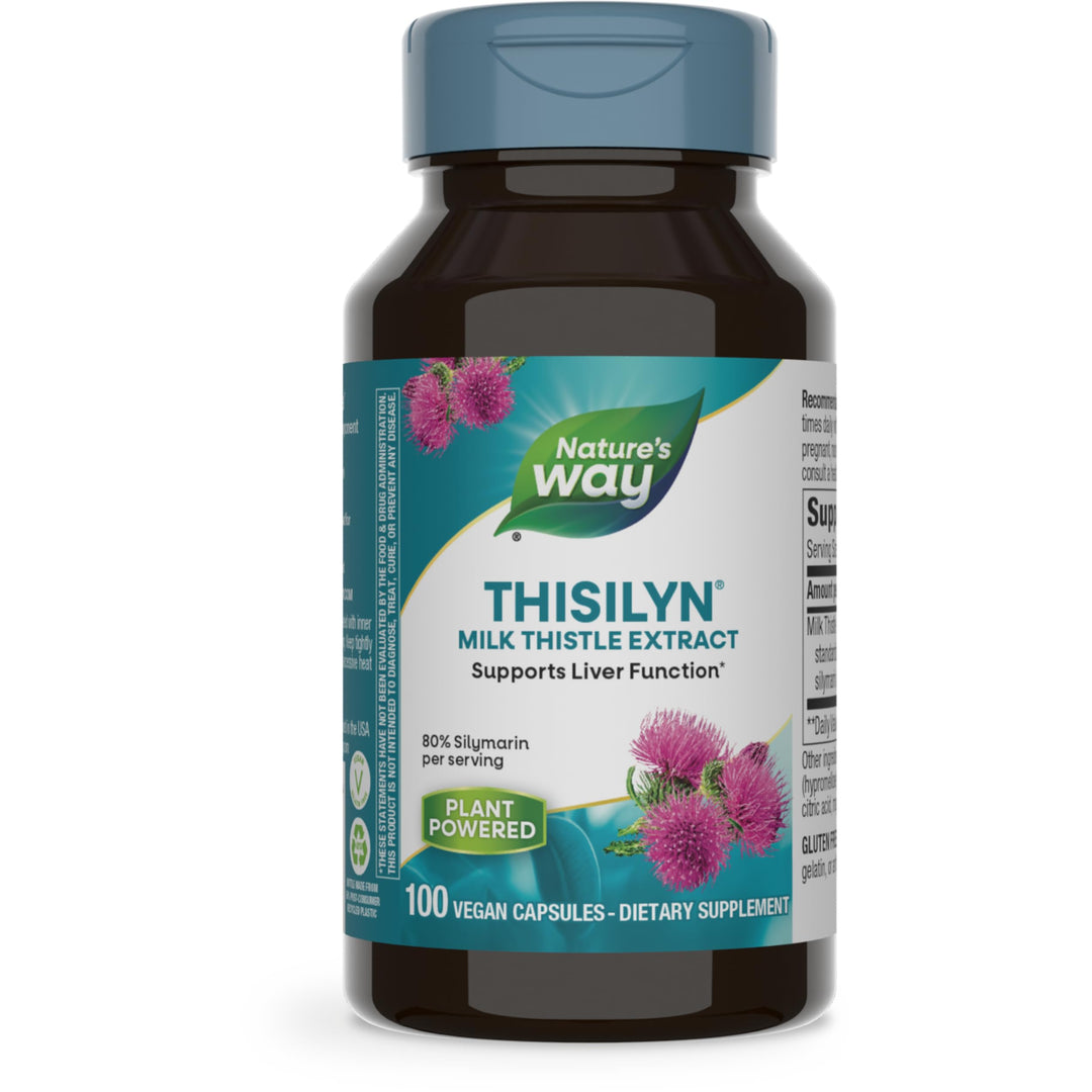 Nature&#39;s Way Thisilyn with Standardized Milk Thistle Extract, Supports Liver Function*, Silymarin, Vegan, 100 Capsules (Packaging May Vary)