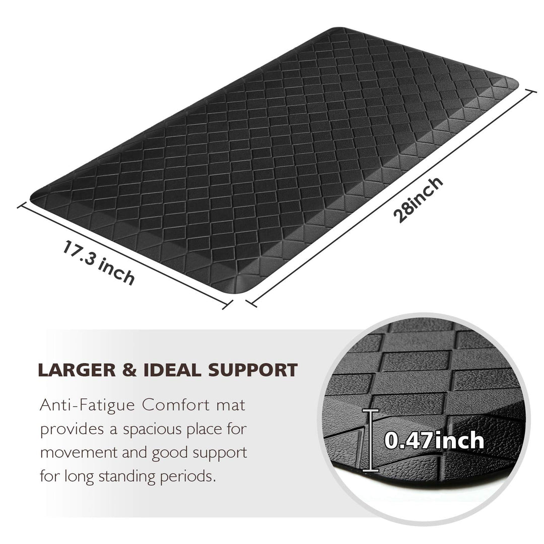 Floor Mat Cushioned Anti-Fatigue ,17.3x28,Thick Waterproof Non-Slip Mats and Rugs Heavy Duty Ergonomic Comfort Rug for Kitchen,Floor,Office,Sink,Laundry,Black