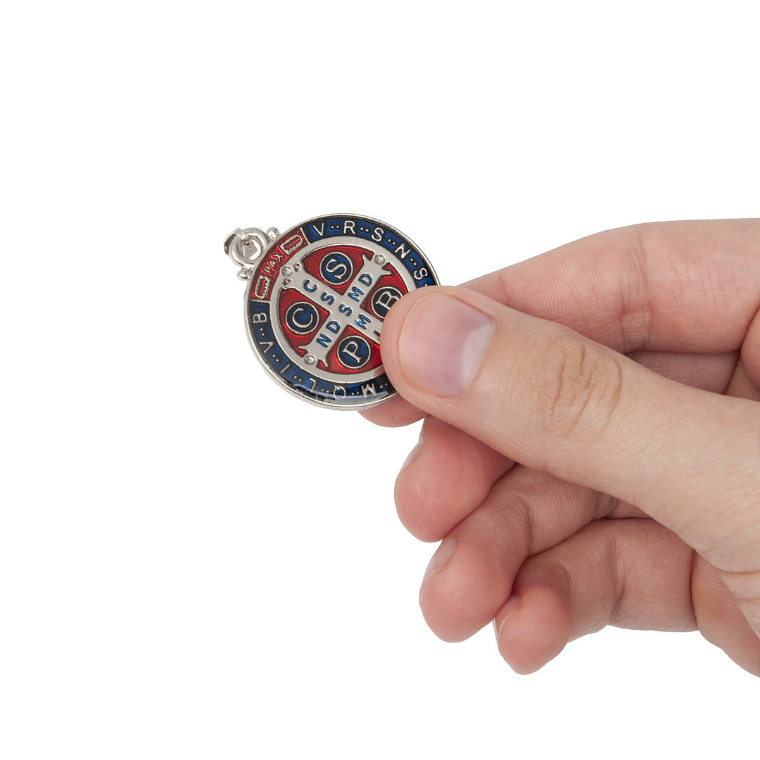 Saint Benedict Color Medal (Silver - Large 1-1/4 Inches)