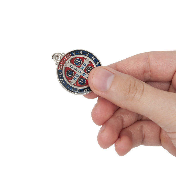 Saint Benedict Color Medal (Silver - Large 1-1/4 Inches)