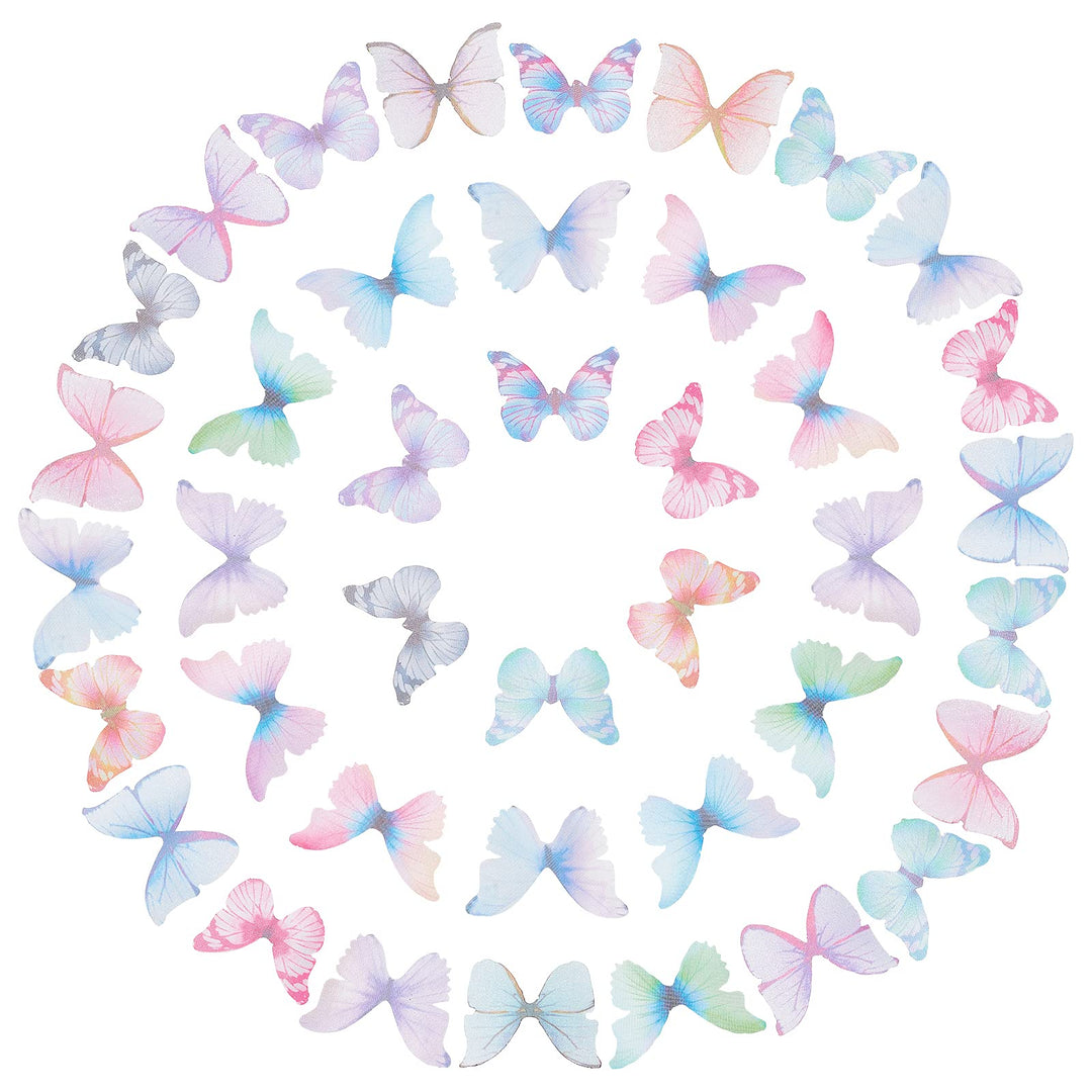 SUNNYCLUE 1 Box 180 Pairs Fabric Butterfly Decorations 3D Butterfly Ornament Large Organza Butterfly Wings for DIY Jewelry Crafts Light Weight Earring Supplies Hair Clip Decoration Craft Hobbies