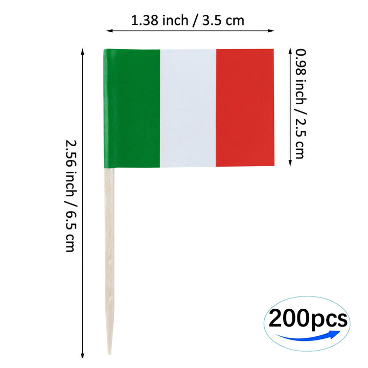 Italy Toothpick Flag Italian Mini Small Cupcake Topper Flags, 200pcs