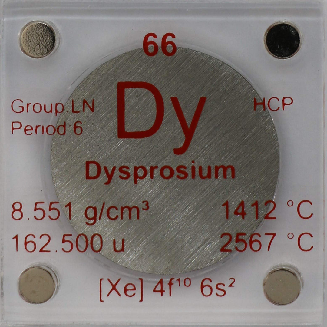 Dysprosium (Dy) 24.26mm Metal Disc with Acrylic Case for Collection or Experiments
