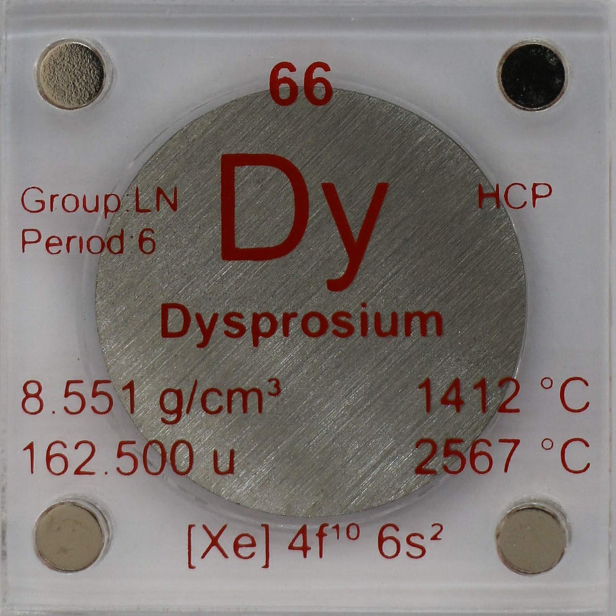 Dysprosium (Dy) 24.26mm Metal Disc with Acrylic Case for Collection or Experiments