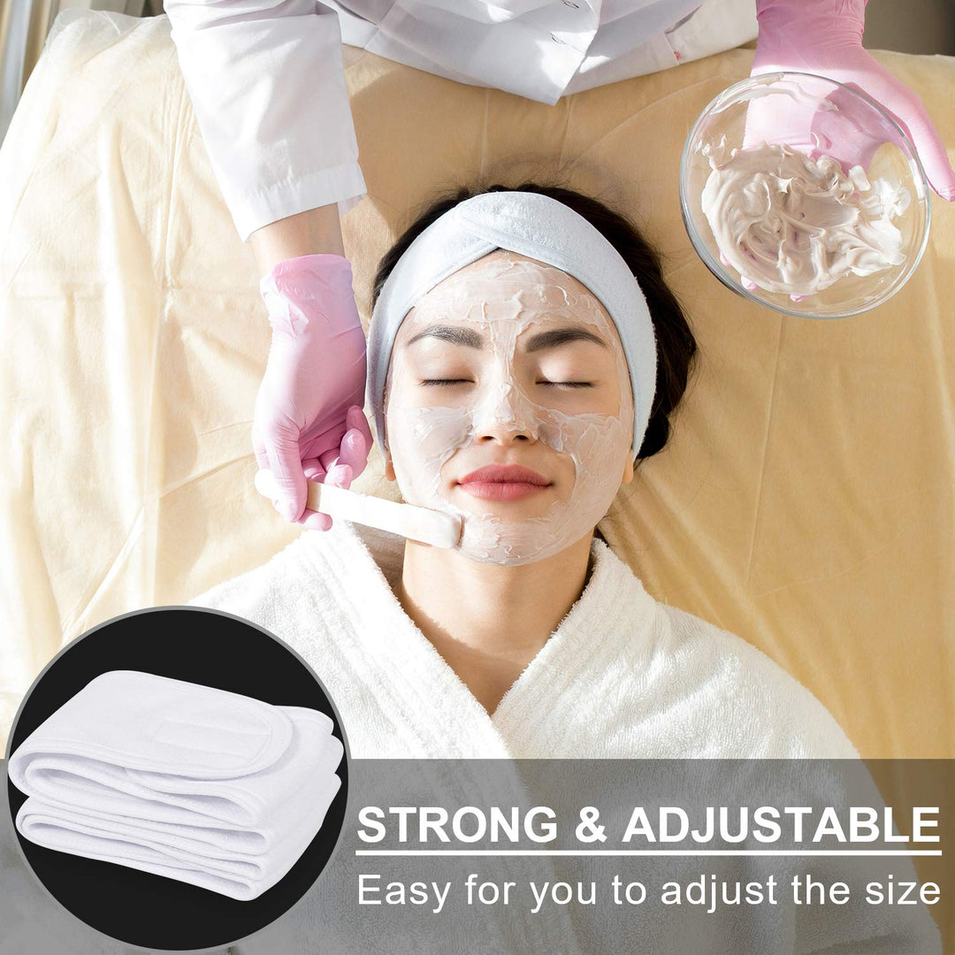 Spa Facial Headband Make Up Wrap Head Terry Cloth Headband Adjustable Towel for Face Washing, Shower, 3 Pieces (White, Black, Pink)