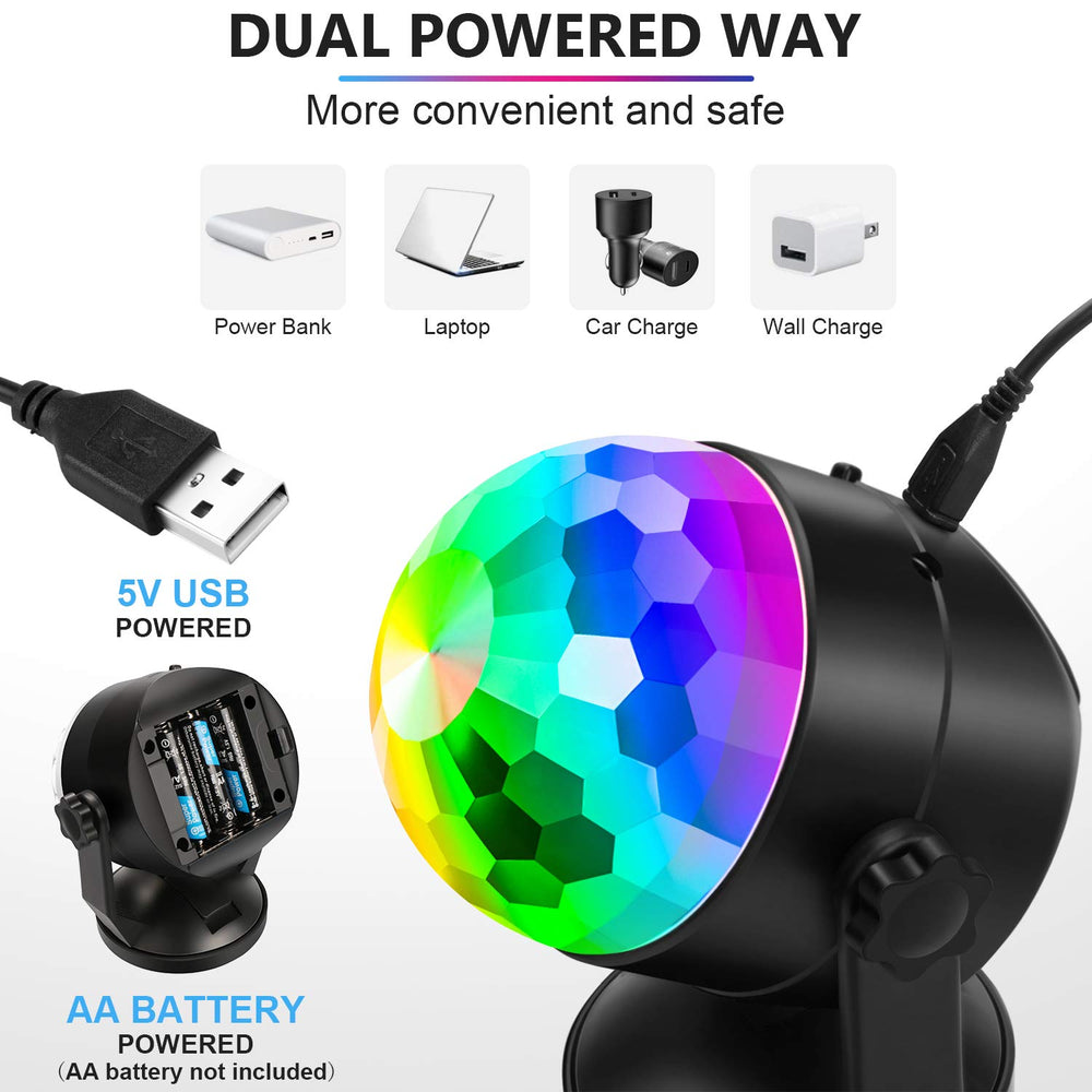 Portable Sound Activated Party Lights Indoor Outdoor, Battery Powered/USB Disco Ball Strobe Karaoke Light Stage Dancing Christmas Halloween Party Decorations Supplies for Car Room Birthday