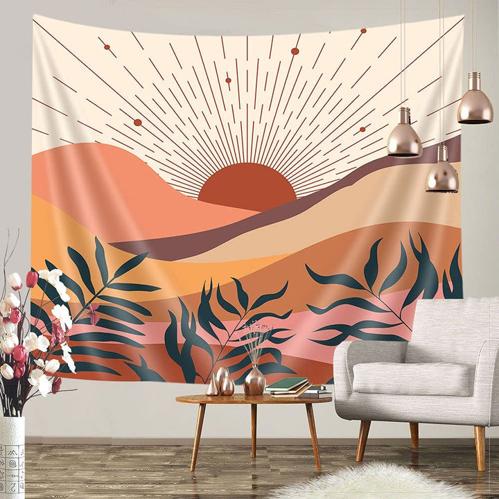 Viajar Boho Tapestry, Boho Mountain Sun Tapestry Mid Century Abstract Landscape Wall Hanging Tapestries Sunrise Nature Scenery Minimalist Wall Decor for Bedroom Living Room Dorm, 60X40 Inch