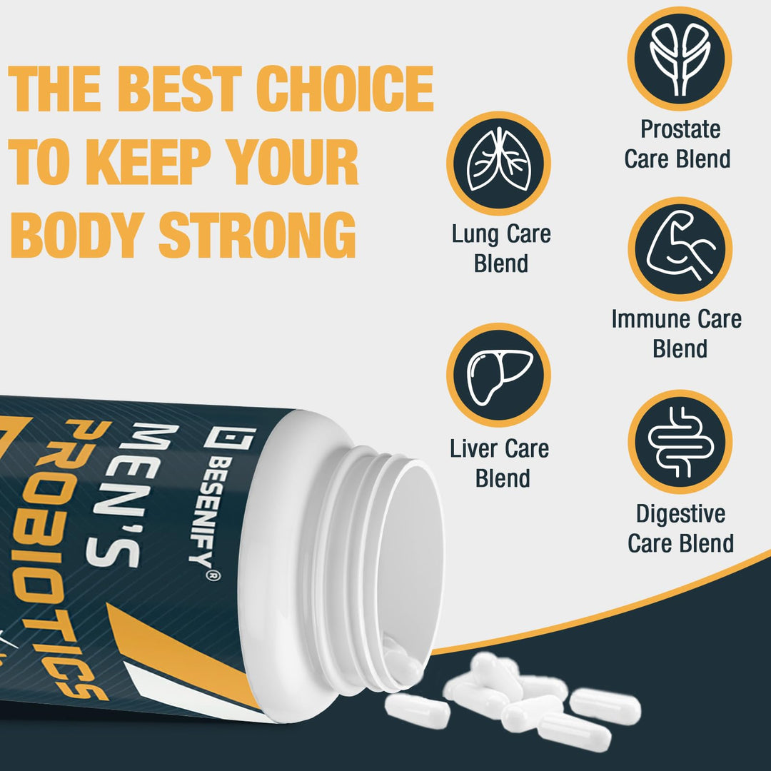 Probiotics for Men, 500 Billion CFUs &amp; 12 Strains, Men&#39;s Probiotic with Turmeric, Cranberry, Goji, Pro Biotics for Overall Digestive, Immune Health, Stomach, Gut &amp; Bloating, 60 Capsules