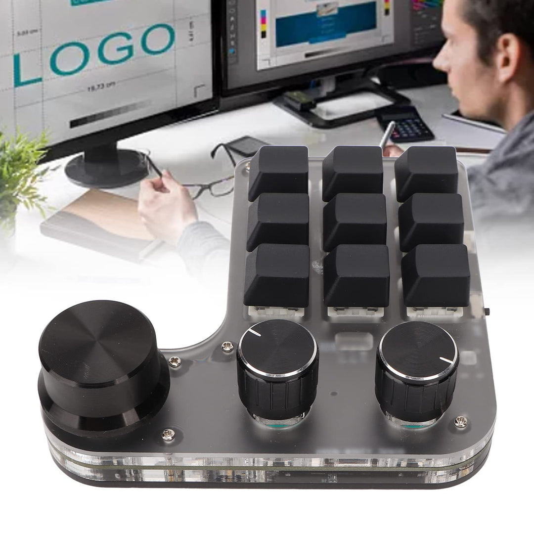 Mini Macro Mechanical Gaming Keyboard, 9 Keys 3 Knobs One Handed USB PC Keypad, Programmable Shortcut Custom Function, Dual Mode Connection, Gaming Keyboard!