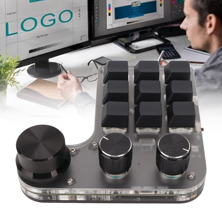 Mini Macro Mechanical Gaming Keyboard, 9 Keys 3 Knobs One Handed USB PC Keypad, Programmable Shortcut Custom Function, Dual Mode Connection, Gaming Keyboard!