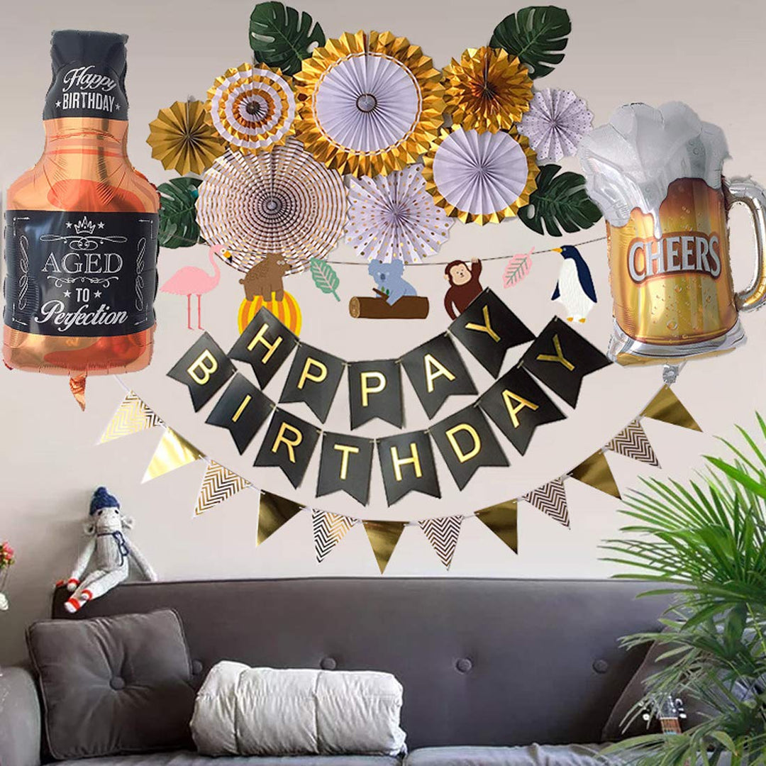 Beer Cup Balloons Set of 4, Whisky Helium Mylar Balloons Decor Fit for Summer Party, Beer Festival, Birthday Party and More (2 Beer Cup 2 Whisky)
