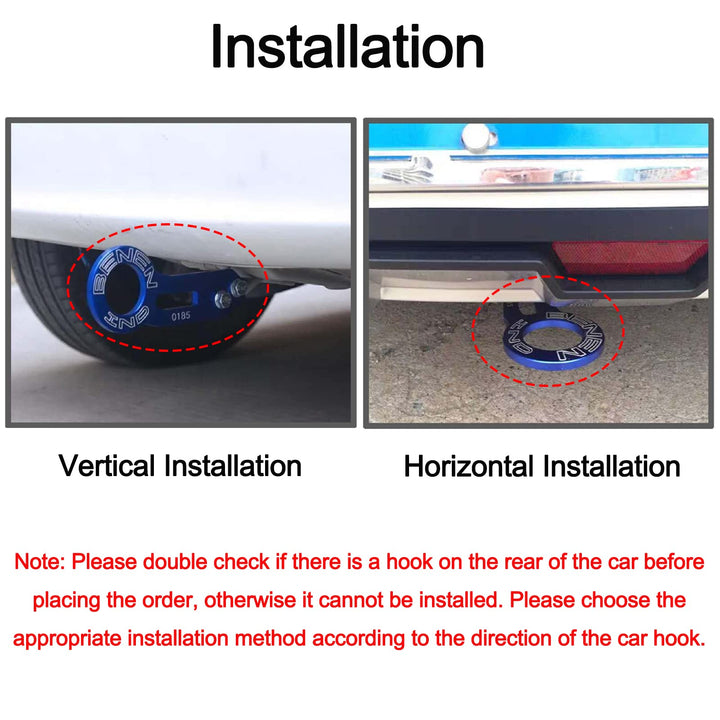Rear Tow Towing Hook for Universal Car, JDM Bumper Quick Release Auto Trailer Ring Aluminum Alloy, Improved Wiredrawing Anodizing (Red)