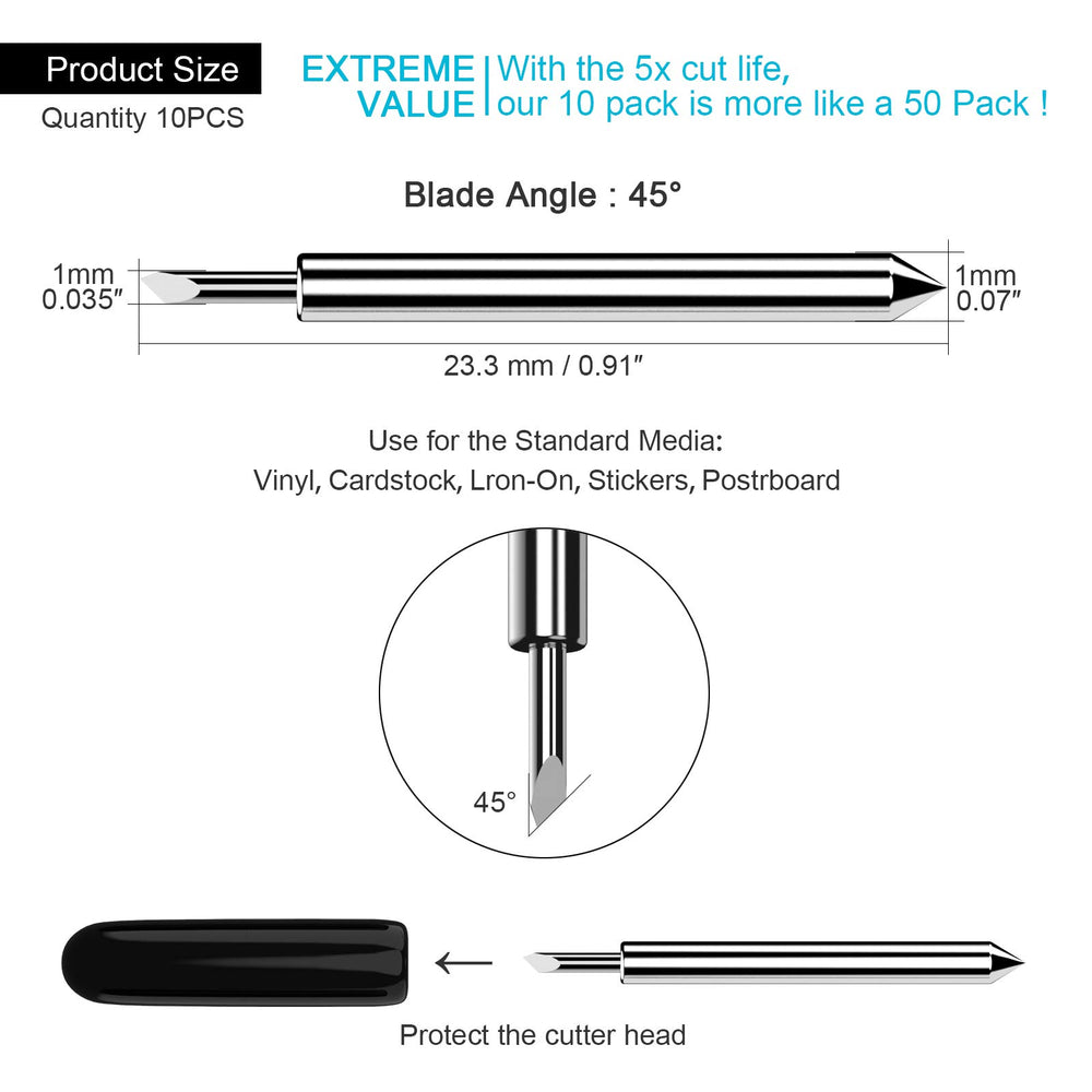 Cutting Blades Compatible with Explore Air/Air 2/Explore Air 3, 10PCS Premium Fine Point Blade Compatible with Maker/Maker 3 Cutting Machines