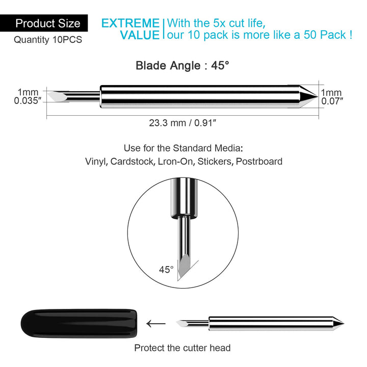 Cutting Blades Compatible with Explore Air/Air 2/Explore Air 3, 10PCS Premium Fine Point Blade Compatible with Maker/Maker 3 Cutting Machines