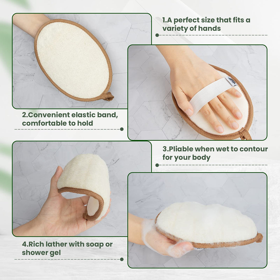 Large 5”x 7” Natural Loofah Sponge Exfoliating Body Scrubber-2 Pack Shower Loofah -Loofah for Women and Men-Made with Biodegradable Shower Loofah Bath Sponge