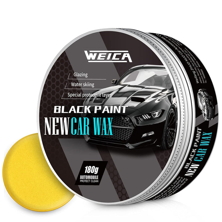 Car Wax Black Solid for Black Cars, Carnauba Car Wax Kit Cleaner, Car Waxing Scratch Resistance Auto Ceramics Coating 180g with Free Waxing Sponge and Towel-Black