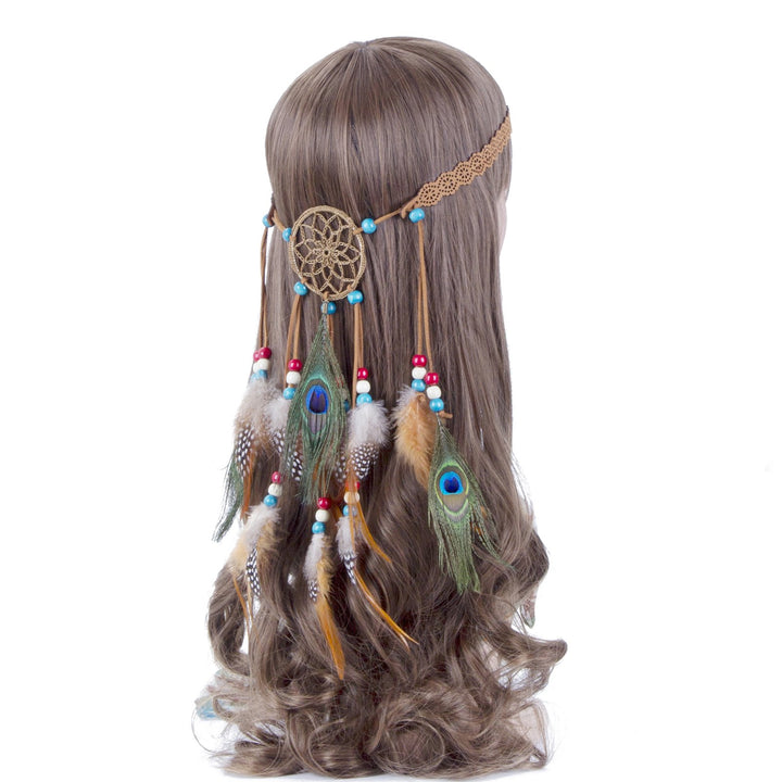 Hippie Headband Feather Dreamcatcher Headdress - AWAYTR